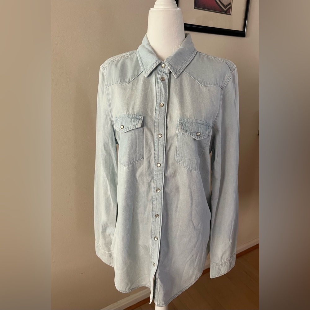 Topshop Sky Blue Button-Down Shirt